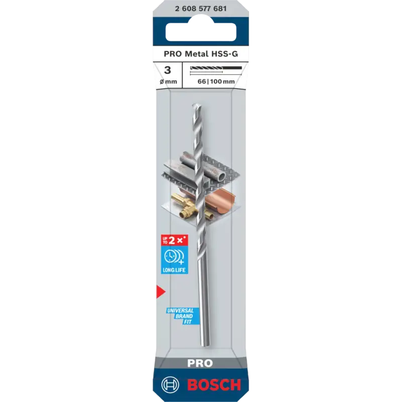 Nu tilgængelig - Bosch PRO Metal HSS-G-spiralbor, 3x66x100 mm
